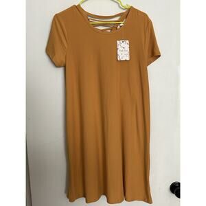 Pink Rose Essential T-Shirt Dress Size L Squash NWT Tie Back